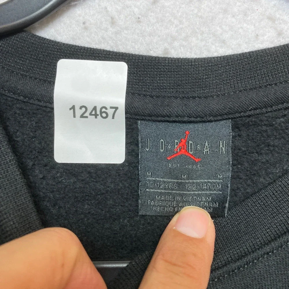 Jordan Sweatshirt Kids M Black Jumpman Graphic Pullover Crewneck
